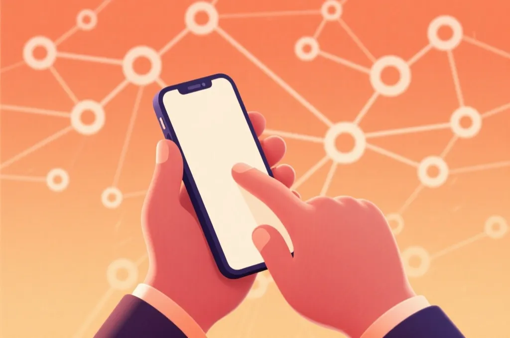 A person holding a mobile phone adjusting network connection settings